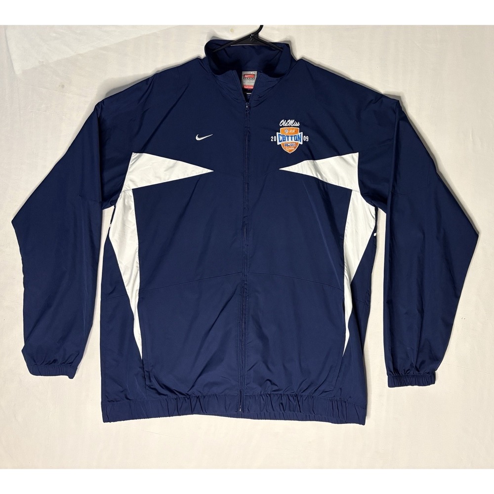 Nike Fit Storm 2009 Ole Miss Rebels Cotton Bowl Jacket Men's XL Blue Full Zip